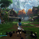 A screenshot from Kena: Bridge of Spirits showing Kena surrounded by rot.